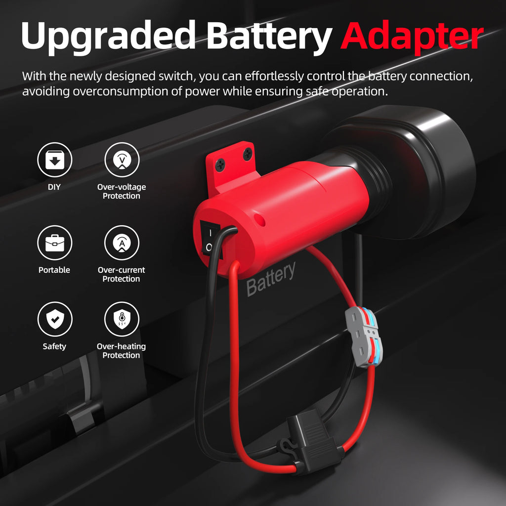 Adaptador de batería de 12V para adaptador Mil.waukee con interruptor, ruedas eléctricas, adaptador de batería, cable de calibre 12, para camiones RC DIY, robótica de juguete