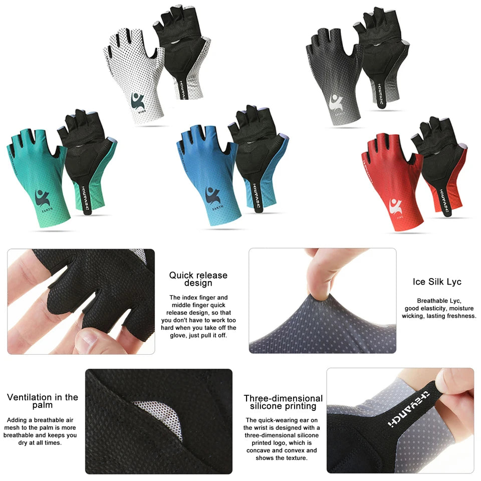 Guantes de ciclismo para hombre y mujer, guantes de verano para deportes al aire libre, pesca, antideslizantes, transpirables, medio dedo, para Fitness, MTB, Unisex