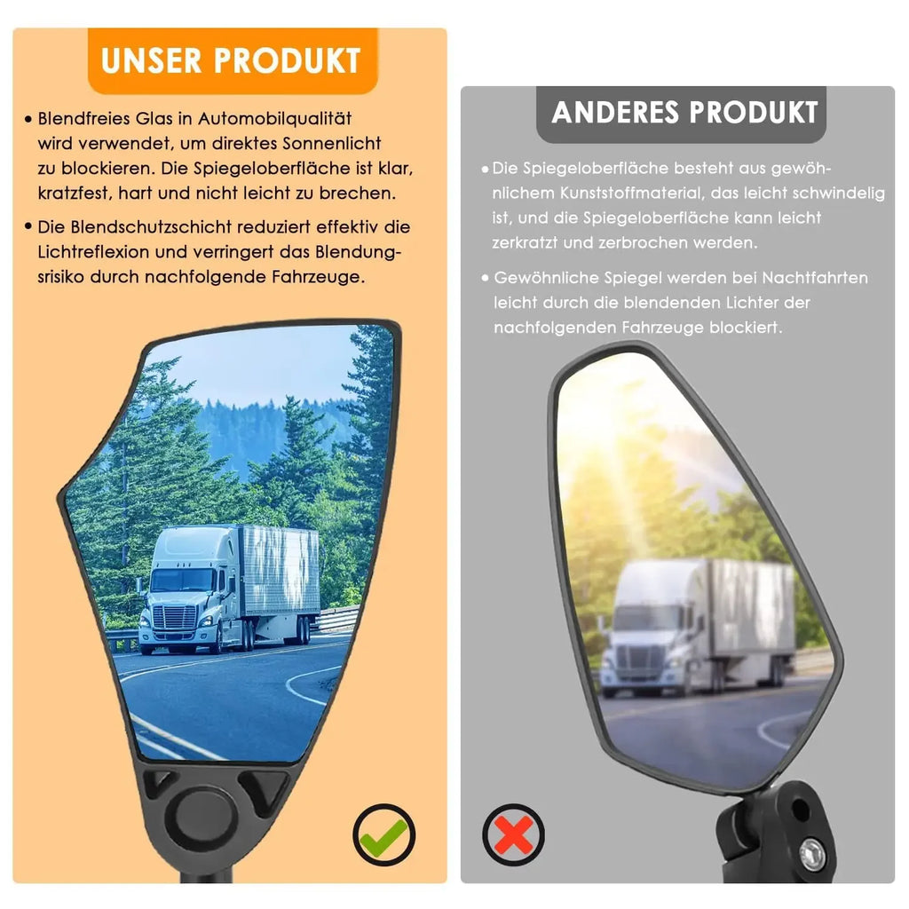 Espejo Retrovisor para Bicicleta Antideslumbrante - Espejo Retrovisor para Bicicleta con Retracción y Giro de 360° °   Lente Ajustable, Bicicleta Plegable