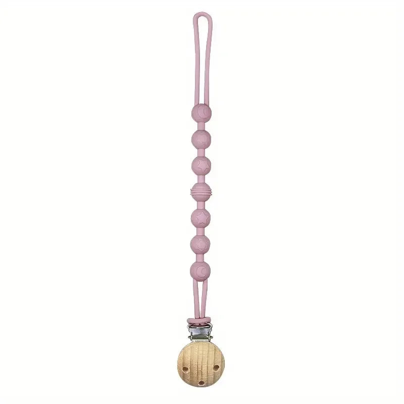 Clips para Chupetes de Bebé, Cadena de Silicona Integrada para Chupetes, Mordedor, Juguetes para la Dentición, Clip para Chupetes, Cadena con Clip, Regalo para Bebé