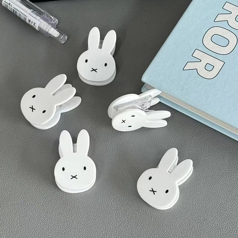 Miffy Rabbit PP-Clips Kawaii Soportes de fotos de plástico transparente para la escuela/oficina Clips de documentos duraderos para entradas y recibos