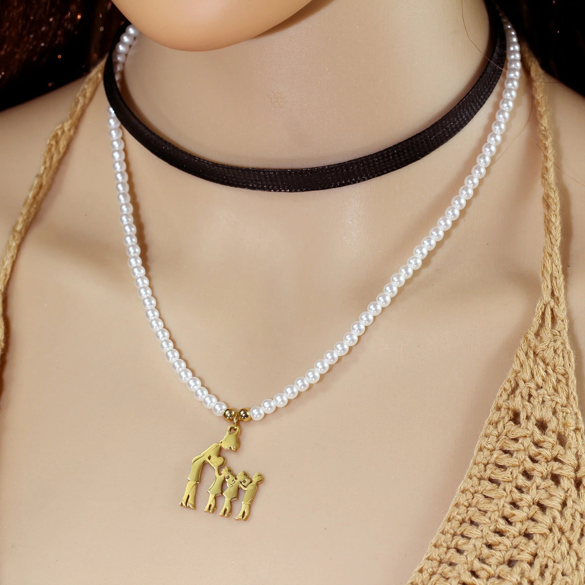 Collar con colgante de perlas para mamá y niño, accesorios decorativos creativos y elegantes, amor, hijo e hija, regalo de cumpleaños para el día de la madre y vacaciones