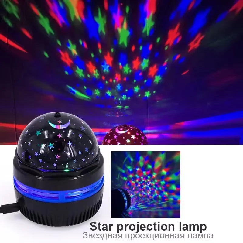 Luces LED de noche de cielo estrellado, lámpara de proyector USB, bola mágica, Luna, estrella, luces de Navidad, decoraciones de ambiente para habitación del hogar