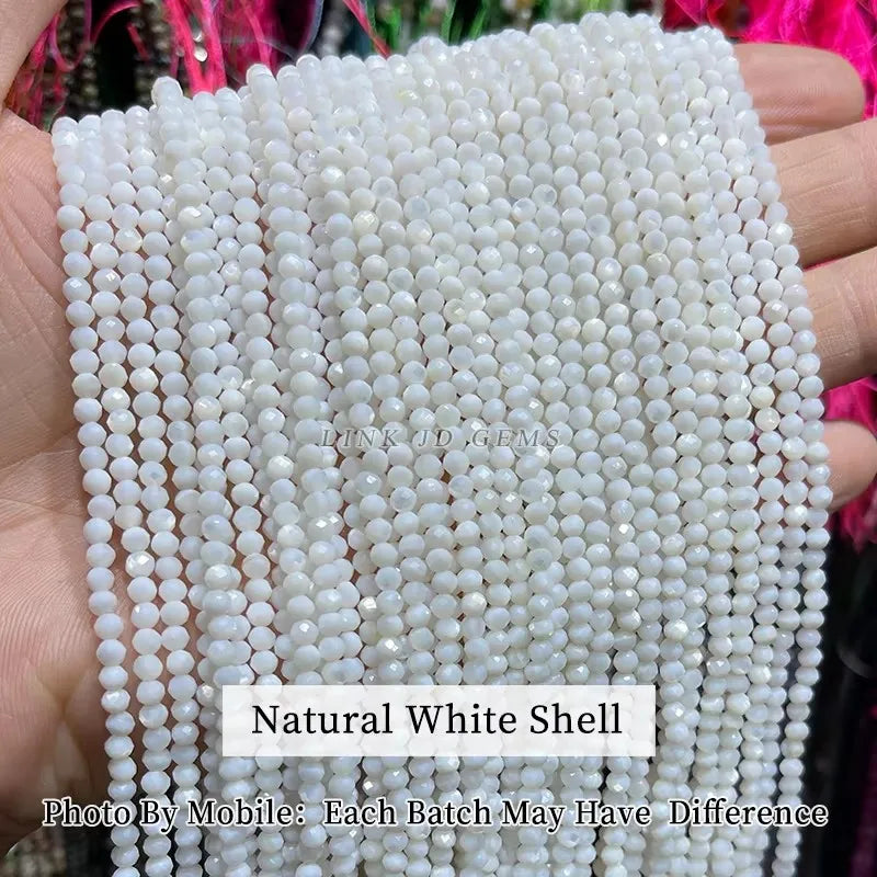 Cuentas de concha de nácar blanco Natural de 2, 3 y 4mm, cuentas redondas espaciadoras sueltas, cuentas pequeñas para fabricación de joyería, accesorio para collar y pulsera DIY