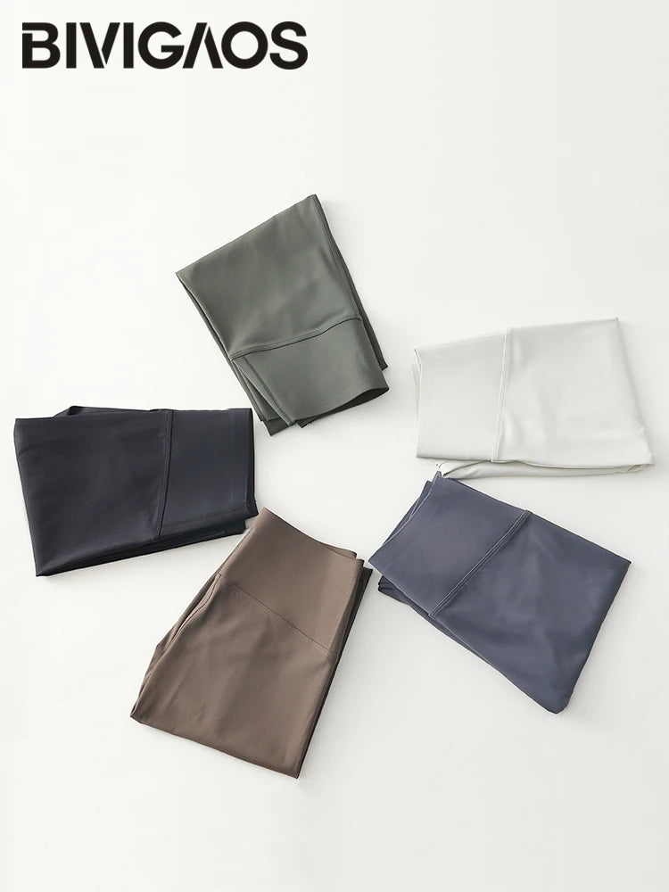BIVIGAOS-mallas deportivas ajustadas de cintura alta sin costuras para mujer, Leggings de deporte para Fitness, temporada Primavera Verano