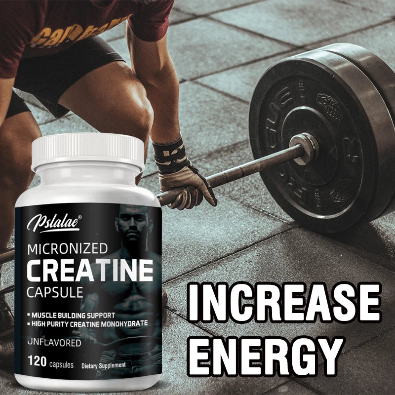 Polvo de creatina micronizada (5000 mg) Polvo de monohidrato de creatina, sin sabor, acariable cetogénico, sin OGM 120 cápsulas