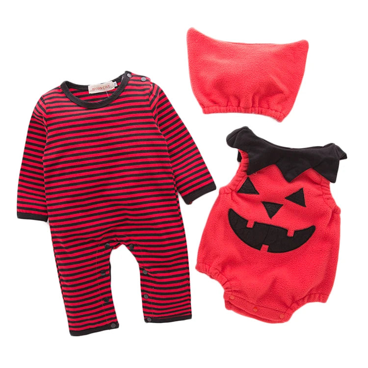 Newborn Baby Boys Girls Sleeveless Bodysuit + Romper Jumpsuit + Hat 3pcs Clothes Set Toddler Baby Outfits Bebe Clothing Suit