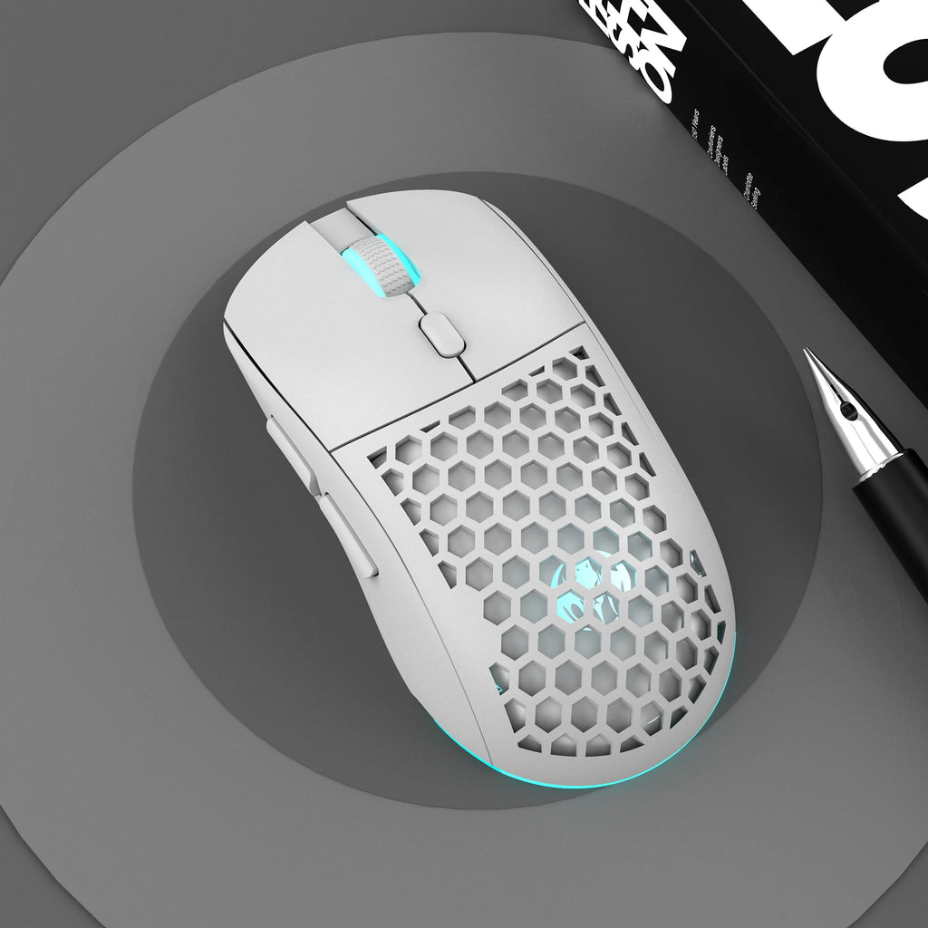 Ratón recargable con diseño de panal USB con iluminación ajustable RGB inalámbrica para uso en el hogar, juegos y oficina, Plug And Play