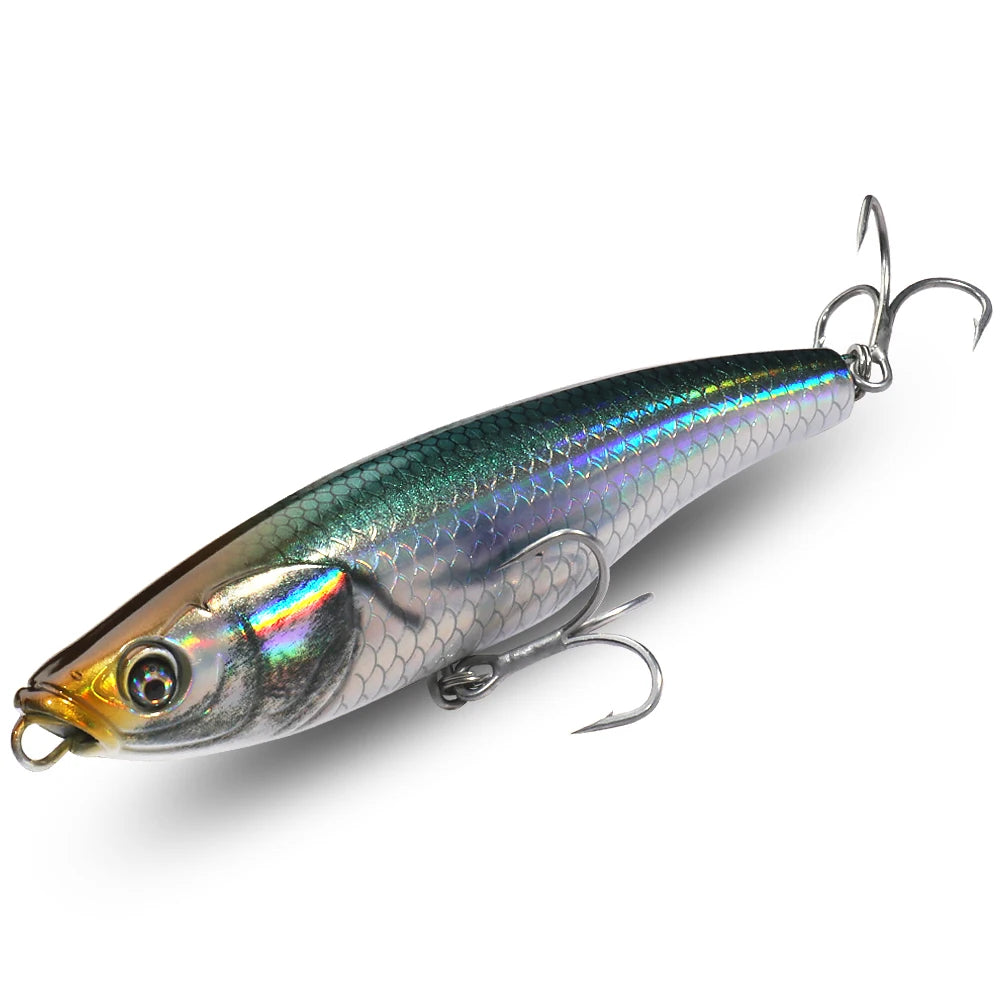 Señuelo tipo lápiz que se hunde, 53g, 10,5 cm, anzuelo Popper para agua salada, Swimbait, Pesca de fundición larga, Wobbler, Pesca en el mar, Crankbait Gear, cebo de silicona