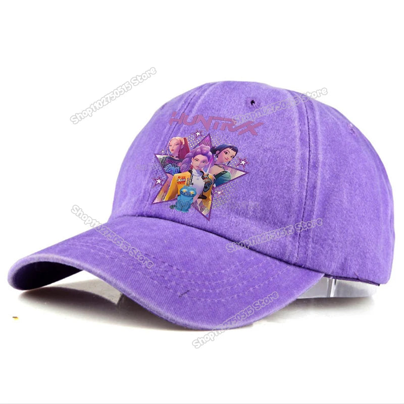 Gorras de Béisbol Retro Lavadas KPop Demon Hunters para Mujer y Niña, Gorras Snapback, Sombreros para el Sol, Gorra con Visera para Viajes al Aire Libre, Gorra Hip Hop Dad Hat