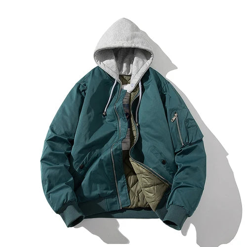 Chaqueta Bomber para hombre y mujer, chaqueta de piloto lisa de otoño e invierno, abrigo de béisbol con capucha Vintage a la moda, cortavientos informal, rojo, rosa, Borgoña