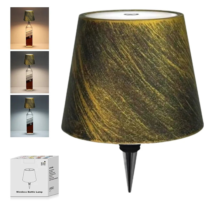 Lámpara de mesa inalámbrica para botellas, Control táctil de 3 colores y lámpara de noche con atenuación continua para Bar, botellas de vino, decoración de luces de escritorio