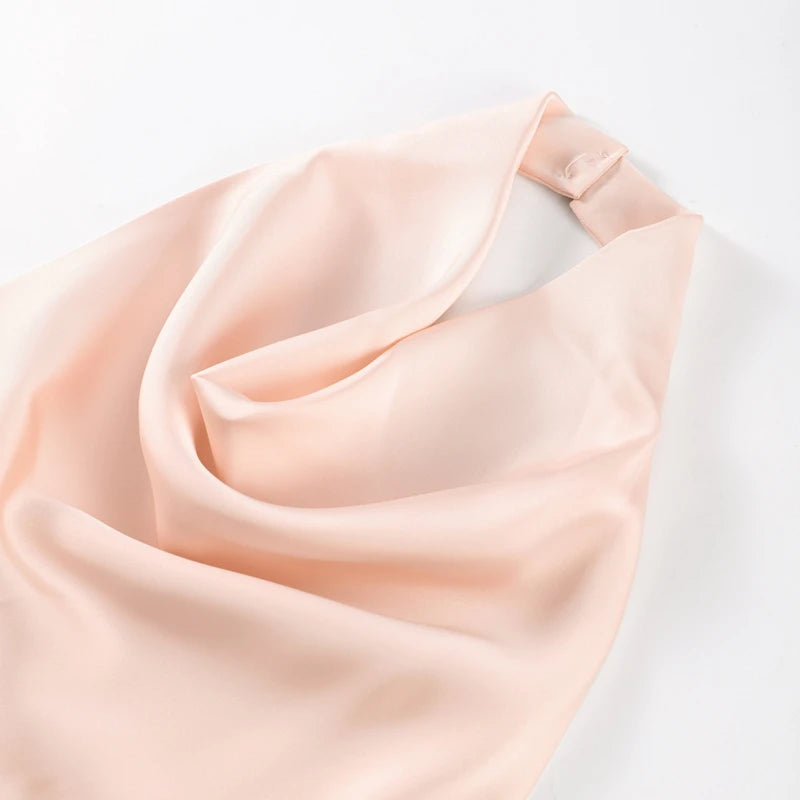 Vestido sin mangas con cuello colgante para mujer, vestido liso de satén con espalda descubierta, vestidos informales de oficina con tirantes finos, nueva Suite de primavera 2025
