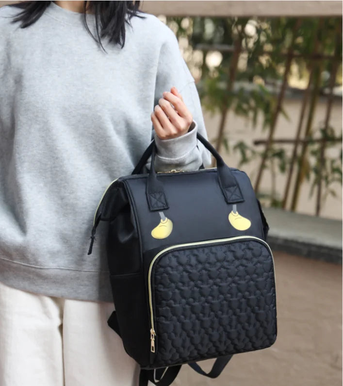 Mochila multifuncional con nombre bordado para madre e hijo, bolso portátil de gran capacidad para viaje al aire libre con múltiples compartimentos