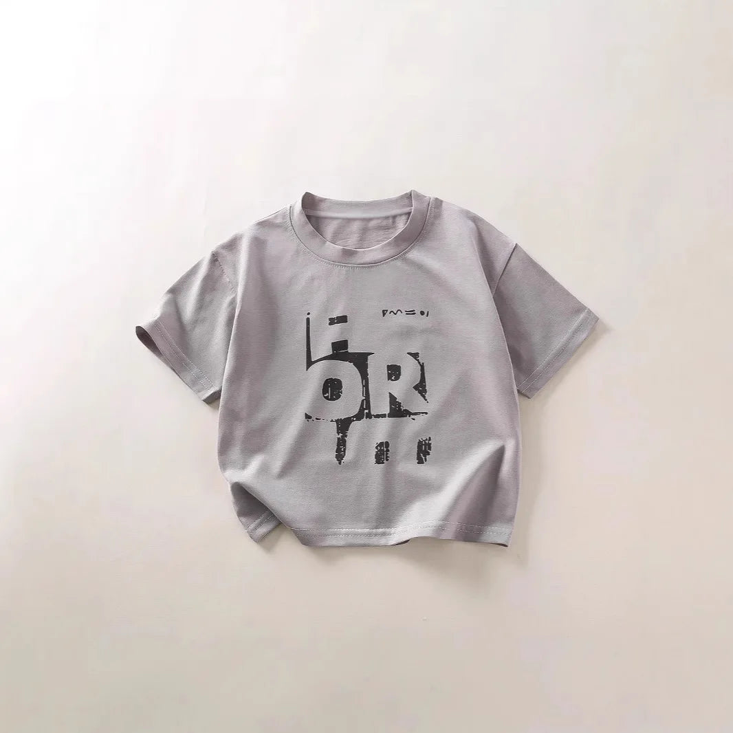 Camiseta de manga corta para niños, novedad de verano, para niños y niñas, versión coreana, camiseta suave, Top moderno