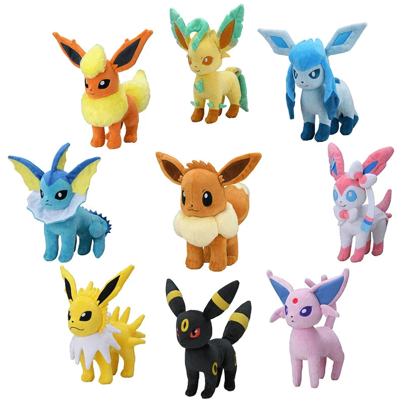 Eevee Peluche Toy Pokemon Juego de juguetes de Peluche - Sylveon Umbreon Vaporeon Flareon Pikachu Glaceon Muñecas de Peluche Regalo de Navidad para niños