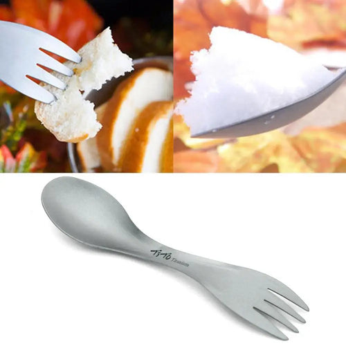 1 Pieza Nueva Herramienta de Dieta 2 en 1 para Camping y Senderismo al Aire Libre, Cuchara y Tenedor de Aleación de Titanio para Picnic y Barbacoa