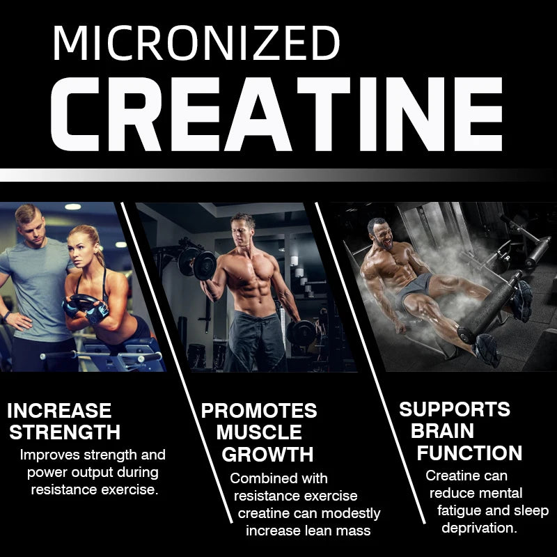 Polvo de creatina micronizada (5000 mg) Polvo de monohidrato de creatina, sin sabor, acariable cetogénico, sin OGM 120 cápsulas