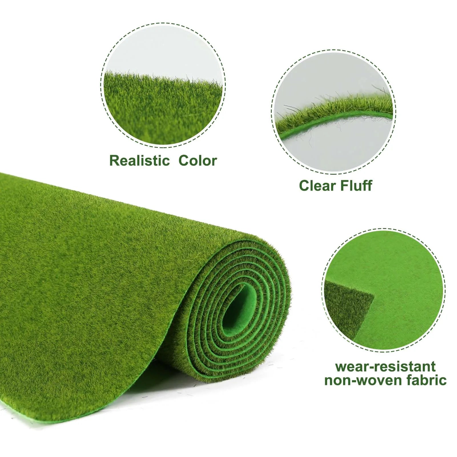 Evemodel-alfombrilla de césped Artificial verde, alfombras de césped para modelo de paisaje a escala HO O N, 41cm x 99cm, 3mm, 5mm, 8mm