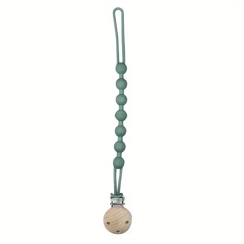 Clips para Chupetes de Bebé, Cadena de Silicona Integrada para Chupetes, Mordedor, Juguetes para la Dentición, Clip para Chupetes, Cadena con Clip, Regalo para Bebé
