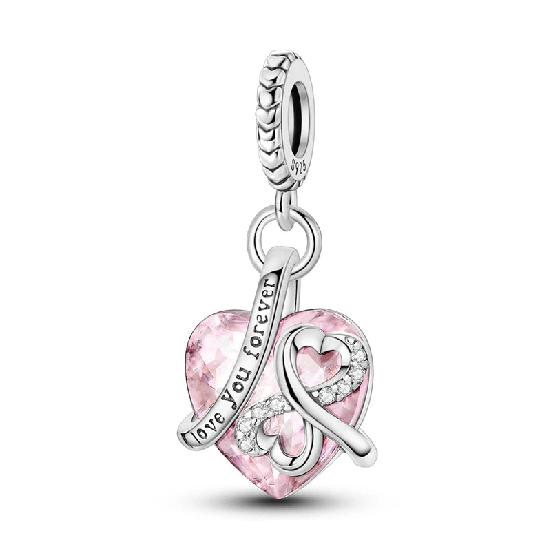 Abalorio de Plata de Ley 925 con Forma de Corazón y Cielo Estrellado, Abalorio Familiar de Madre, Hija e Hermana, Compatible con Pulseras, Colgante, Joyería DIY para Mujer, Regalo
