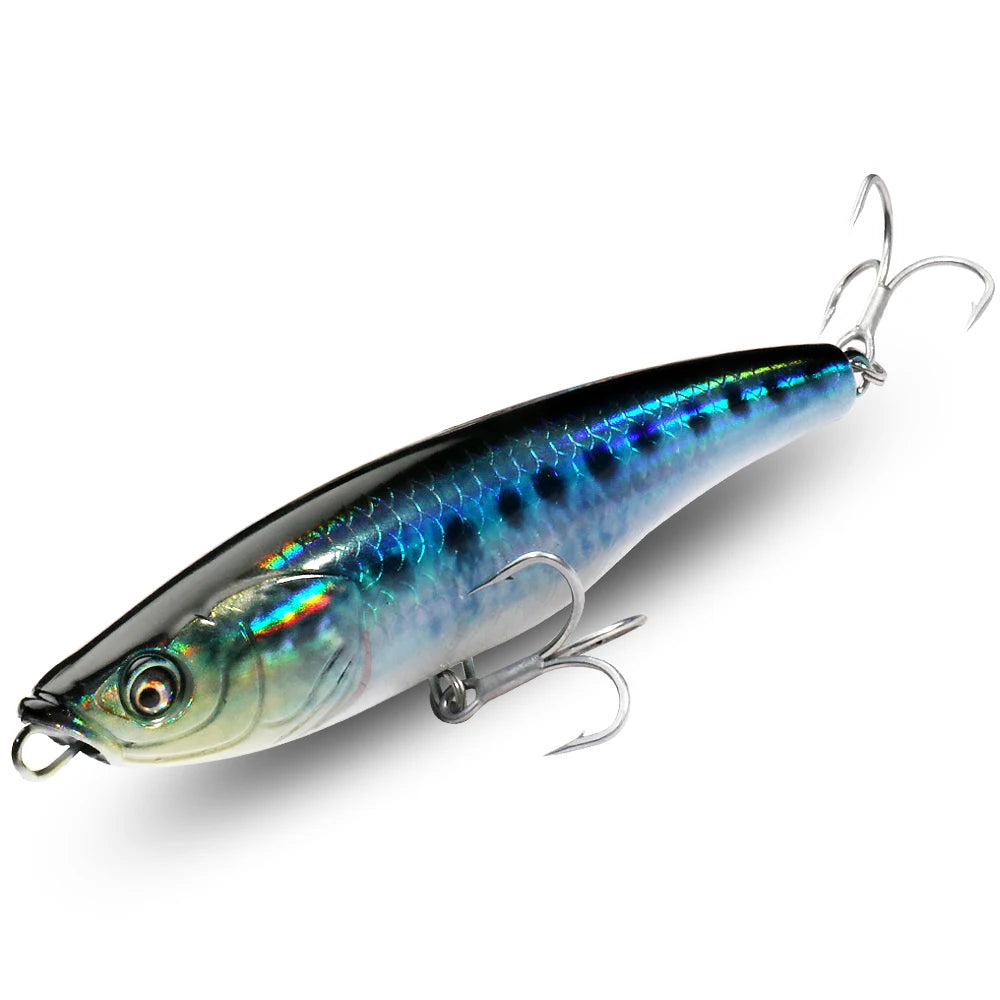 Señuelo tipo lápiz que se hunde, 53g, 10,5 cm, anzuelo Popper para agua salada, Swimbait, Pesca de fundición larga, Wobbler, Pesca en el mar, Crankbait Gear, cebo de silicona