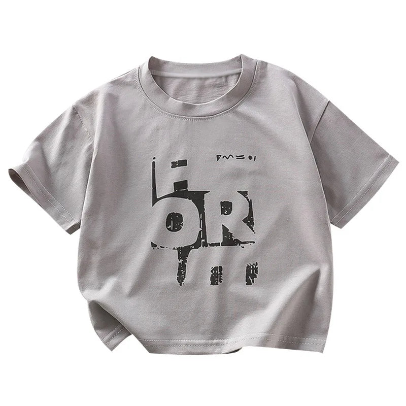 Camiseta de manga corta para niños, novedad de verano, para niños y niñas, versión coreana, camiseta suave, Top moderno