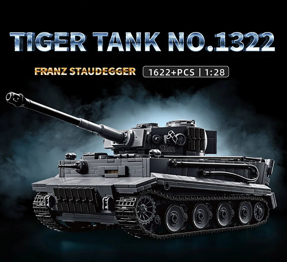 WW2 militar 1/28 escala Franz Staudegger Tiger tanque pesado conjunto de bloques de construcción guerra mundo 2 tanques de tigre modelo juguetes para niños regalos