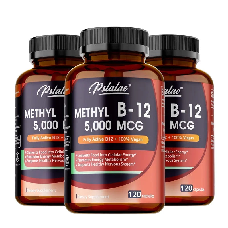Vitamina B12 - Suplemento MCG 5000 -Benemó la función cerebral y corazón, admite memoria, aprendizaje, ayuda a aumentar la energía natural