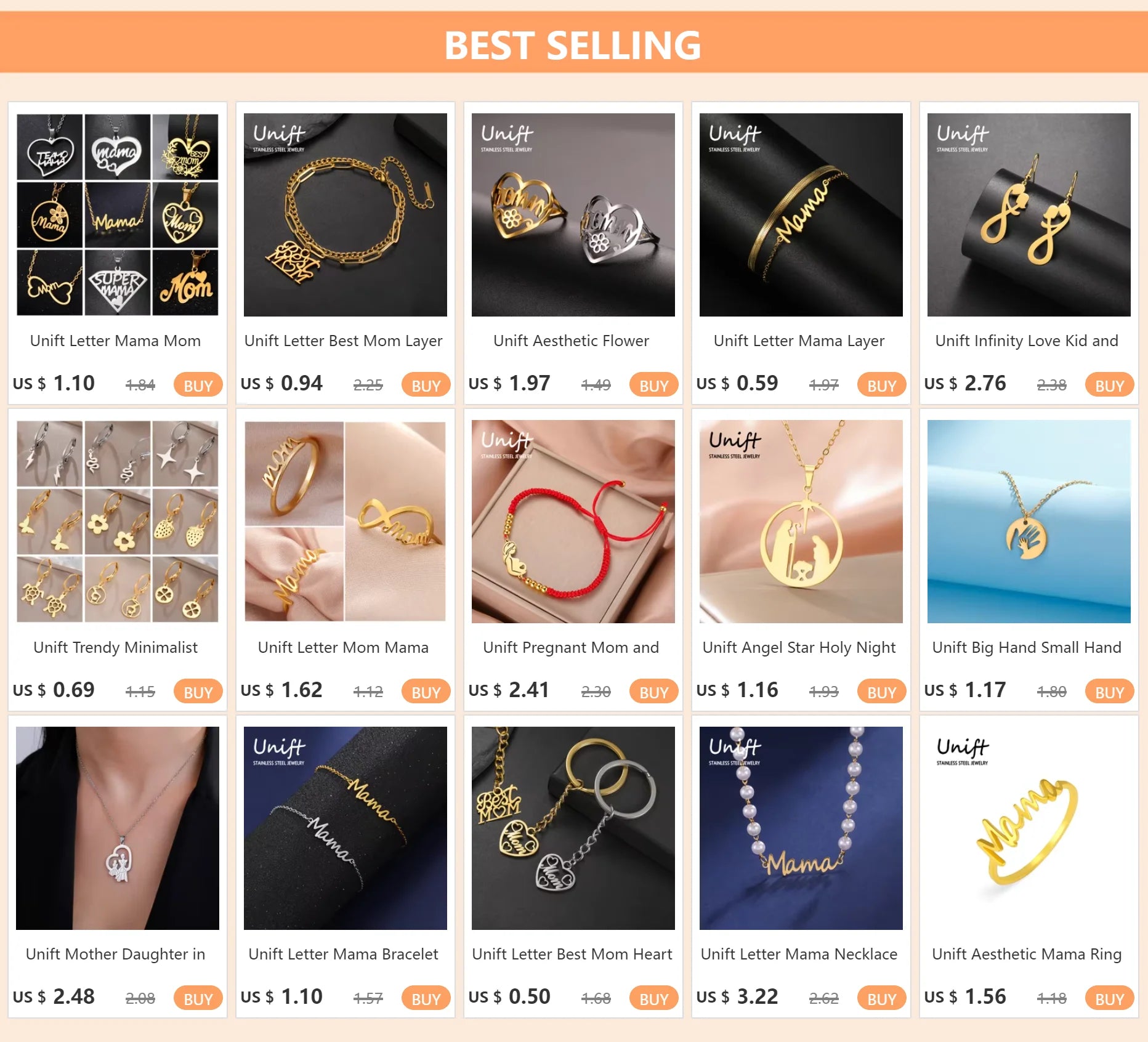 Unift Pulsera de cadena de acero inoxidable para mujeres embarazadas, brazalete con colgante para niños, papá, mamá, a la moda, regalo para el día de la madre， pulseras mujer