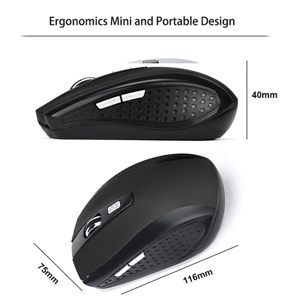 Ratón inalámbrico 2,4G, ratón silencioso, ratón óptico portátil para oficina, 1600 niveles de DPI ajustables para Notebook, PC, portátil, MacBook