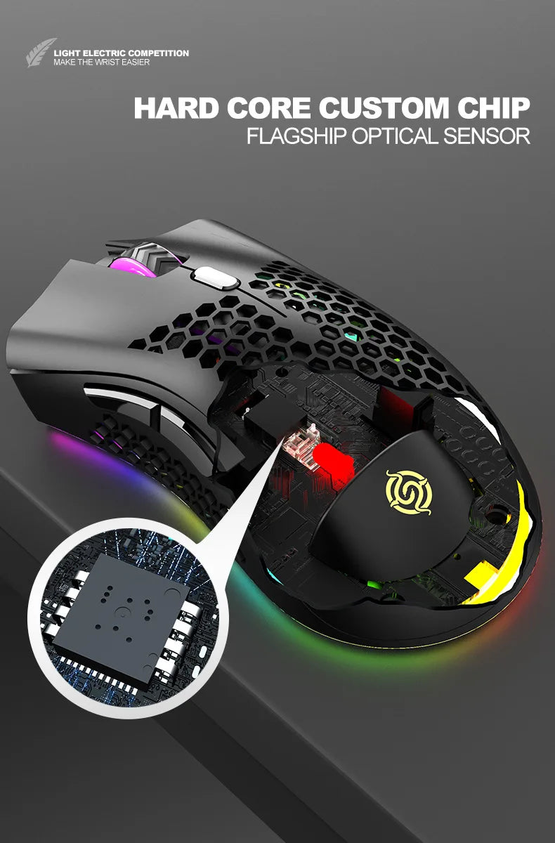 Ratón inalámbrico BM600 para juegos, periférico con luz RGB, recargable por USB, 2,4G, bonito