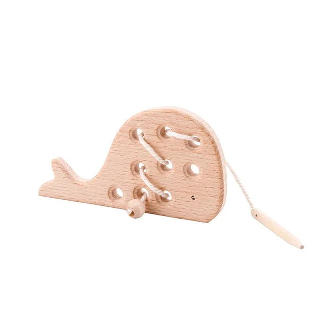 Juguetes de madera Montessori para bebé, tablero de enhebrado de erizo Animal, juguete educativo de madera de haya para niños, bloques de cuentas con botones, juguetes rompecabezas