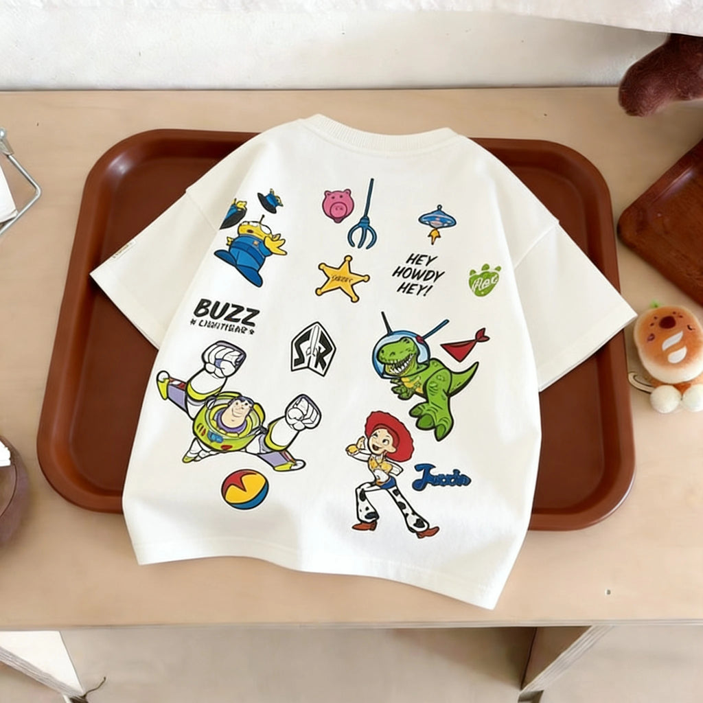 Ropa de verano con estampado de coches de dibujos animados para niños, camisetas de manga corta, ropa para niños, camiseta con cuello redondo, camisetas de disfraz para niños