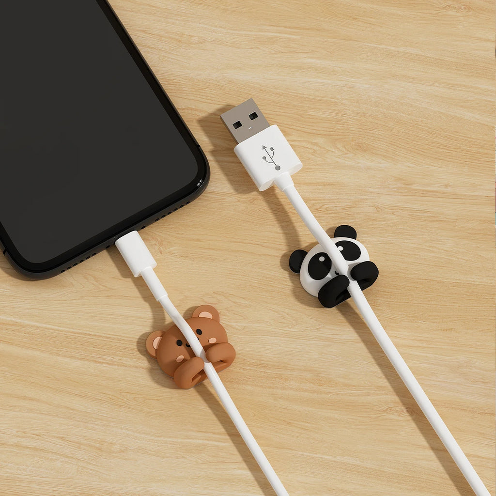 Organizador de cables de escritorio con dibujos animados, bobinador autoadhesivo, gestión de cables, Clips de Cable de datos para auriculares, 2/3 Uds.