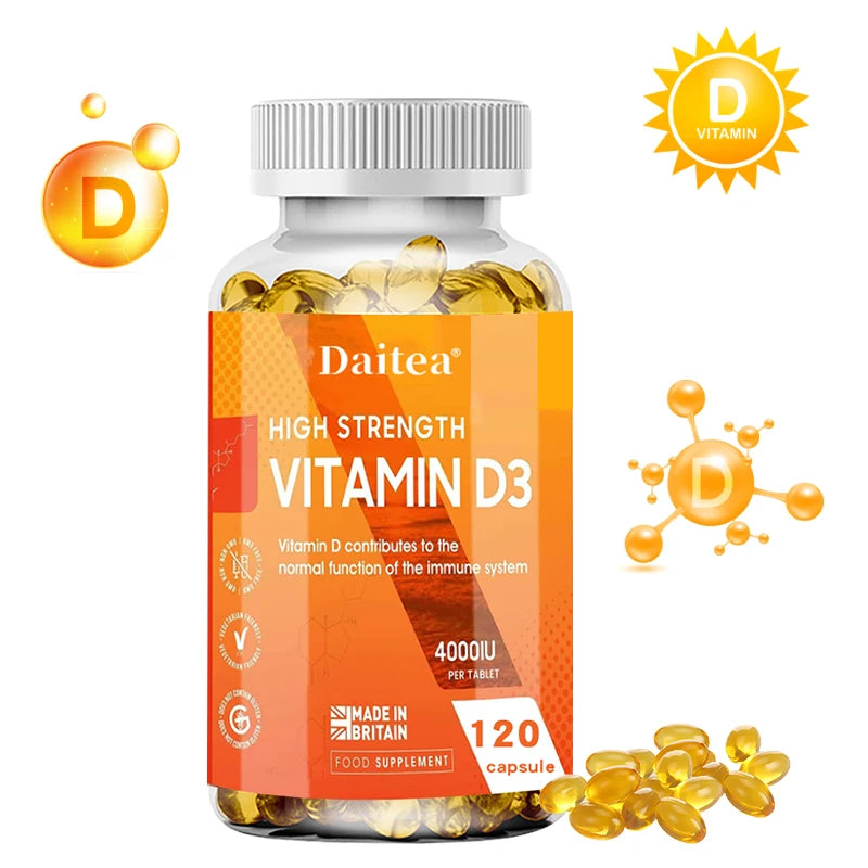 Cápsulas de vitamina D3 4000IU proporcionan inmune, apoyo óseo, promover la absorción de calcio, promueve la salud muscular, el sistema nervioso