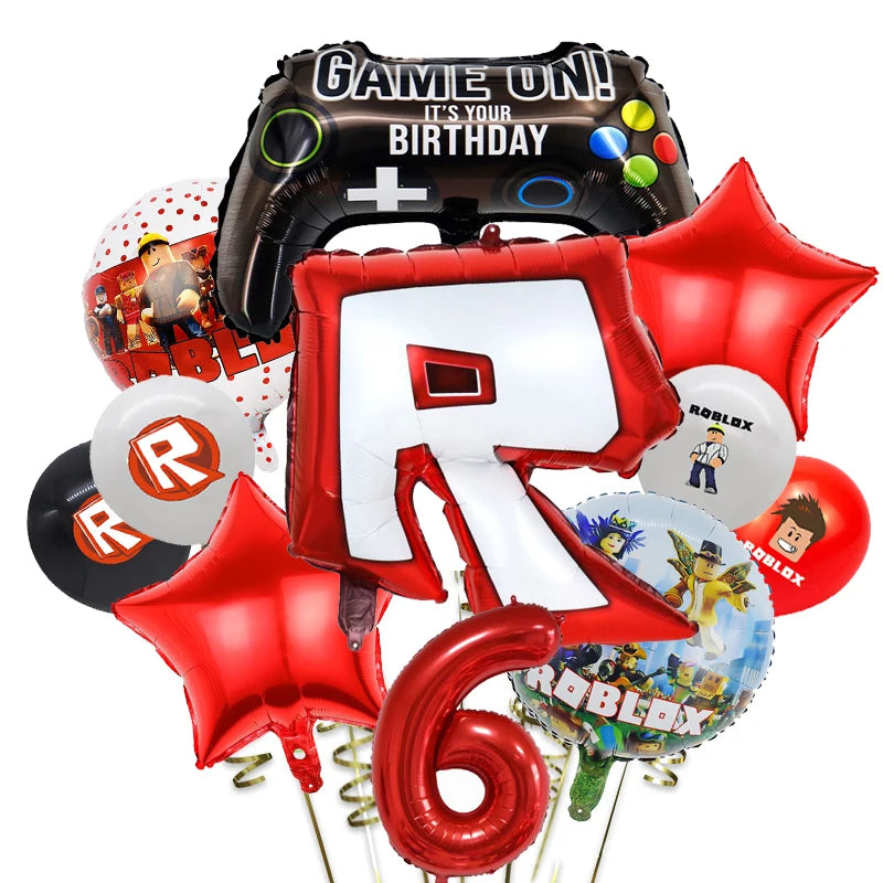 Roblox-Juego de decoración para fiesta de cumpleaños, vajilla de juego, bolsa de regalo, mantel, globo, adorno para pastel, telón de fondo, suministros para fiesta Baby Showe Roblox