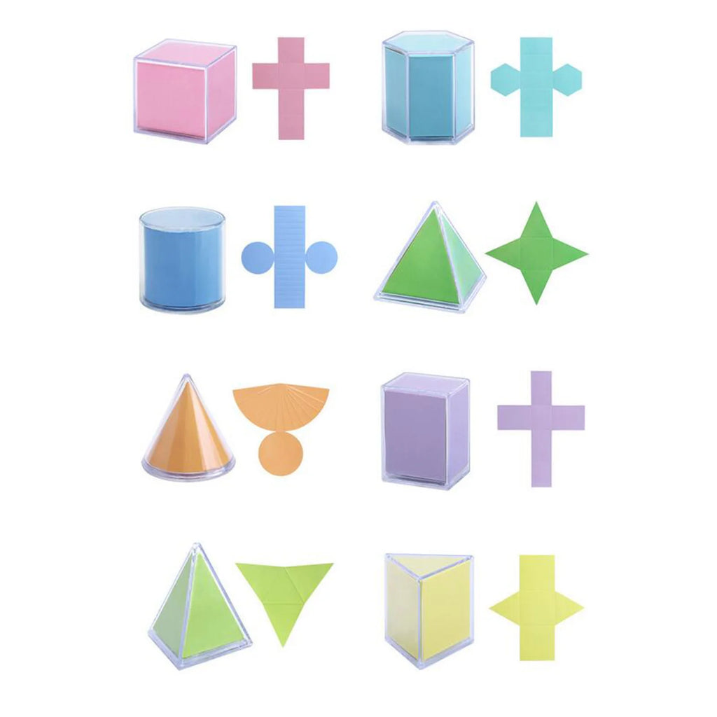 8 sólidos geométricos transparentes, modelo de demostración de perspectiva, versión de libro de texto, herramienta de aprendizaje de matemáticas, juguete educativo Montessori