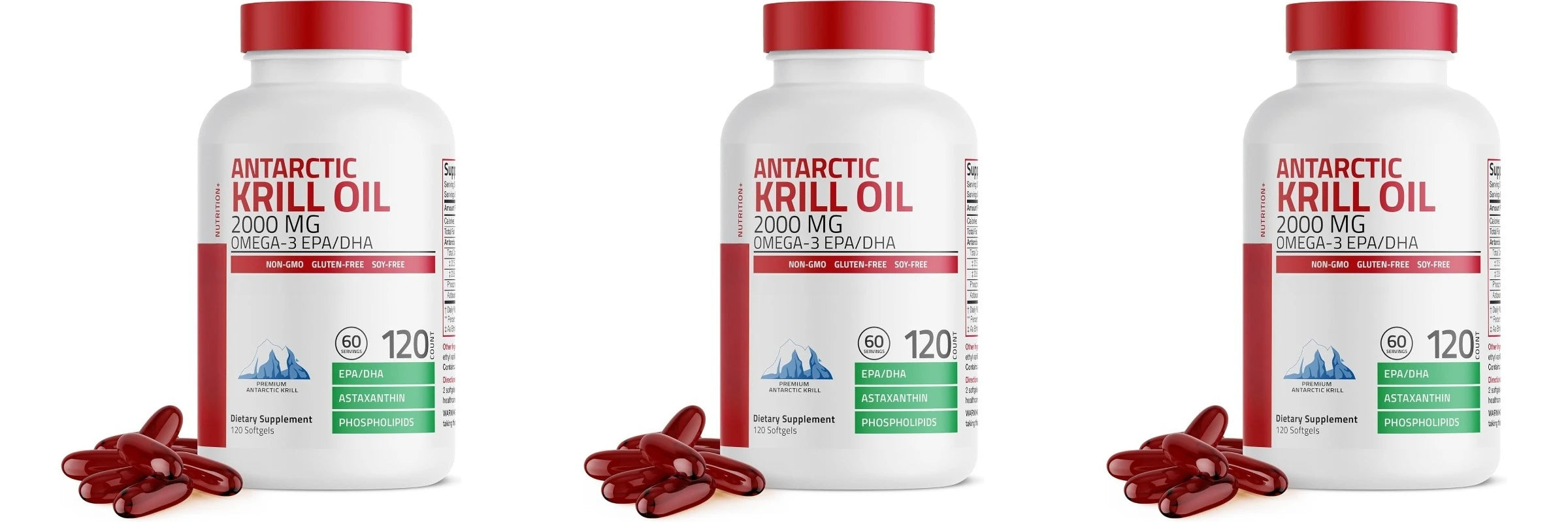 Aceite de Krill Antártico 2000mg con Omega-3 EPA DHA Astaxantina y Fosfolípidos, Suplemento Dietético Antioxidante Natural, 120 Cápsulas Blandas