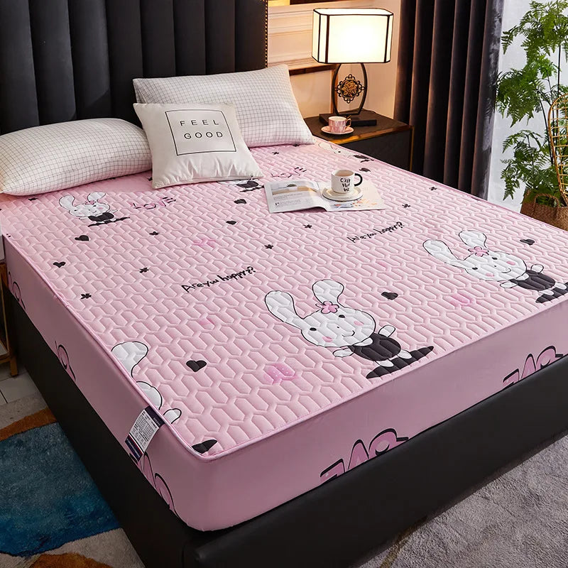 Funda de colchón impermeable, Sábana ajustable de dibujos animados para el hogar, dormitorio, Protector de almohadilla para cama, familias con niños de mascotas (sin funda de almohada)