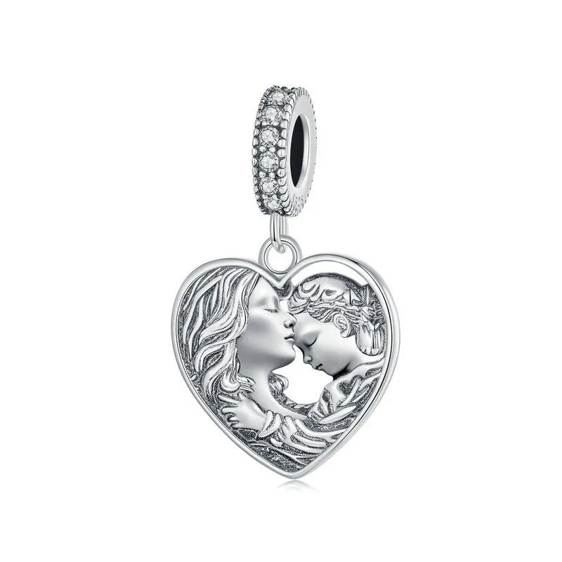 WOSTU-Colgante de estrella de dragón volador esmaltado de Plata de Ley 925, colgante de corazón, amor, supermomo, compatible con pulsera DIY, regalo para el día de la madre
