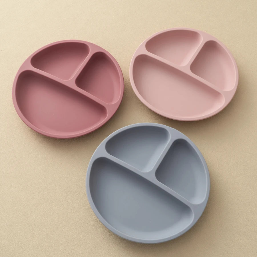 Plato de comedor de silicona con ventosa para bebé, platos sin BPA para niños, vajilla de entrenamiento con succión para niños, cuencos de alimentación para niños, cosas para bebés, 1 Uds.