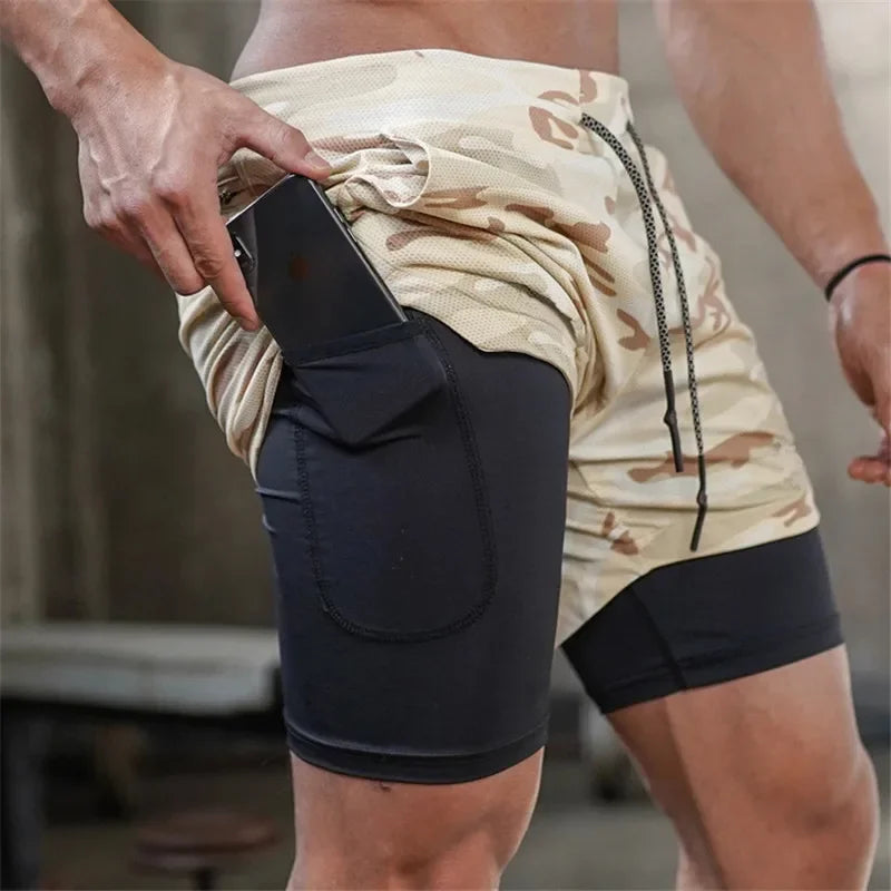 Pantalones Cortos Deportivos Para Correr Para Hombre, 2 En 1, De Doble Cubierta, Con Bolsillos, Para Verano, 2023