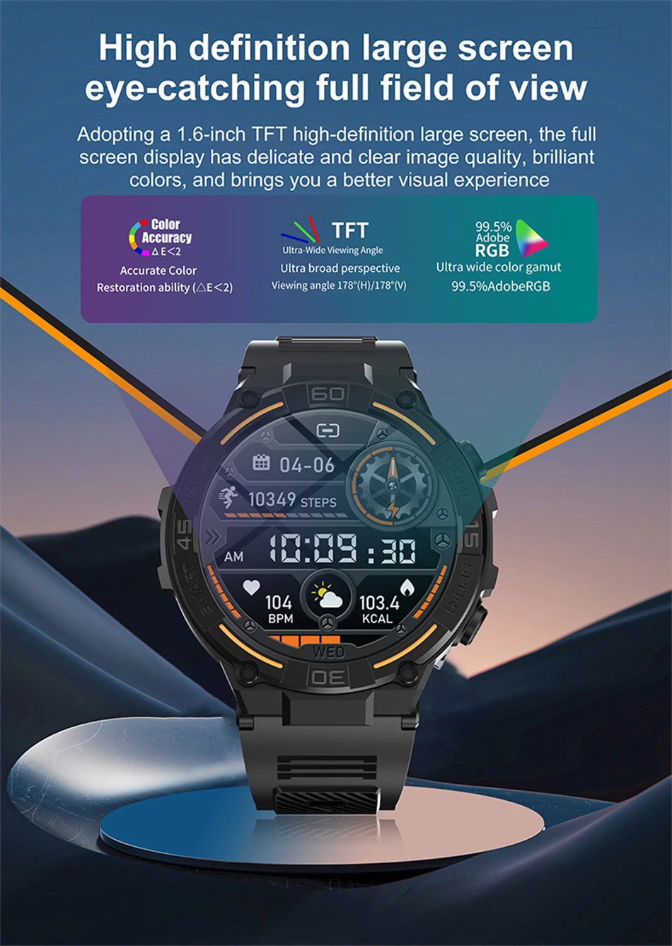 Reloj inteligente militar resistente al aire libre para hombres, GPS, deportes, Fitness, resistente al agua, llamada Bluetooth con luces LED, reloj inteligente