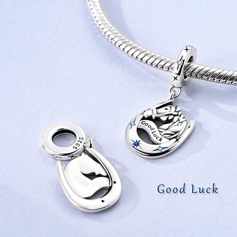 Abalorio de Plata de Ley 925 con Forma de Corazón y Cielo Estrellado, Abalorio Familiar de Madre, Hija e Hermana, Compatible con Pulseras, Colgante, Joyería DIY para Mujer, Regalo