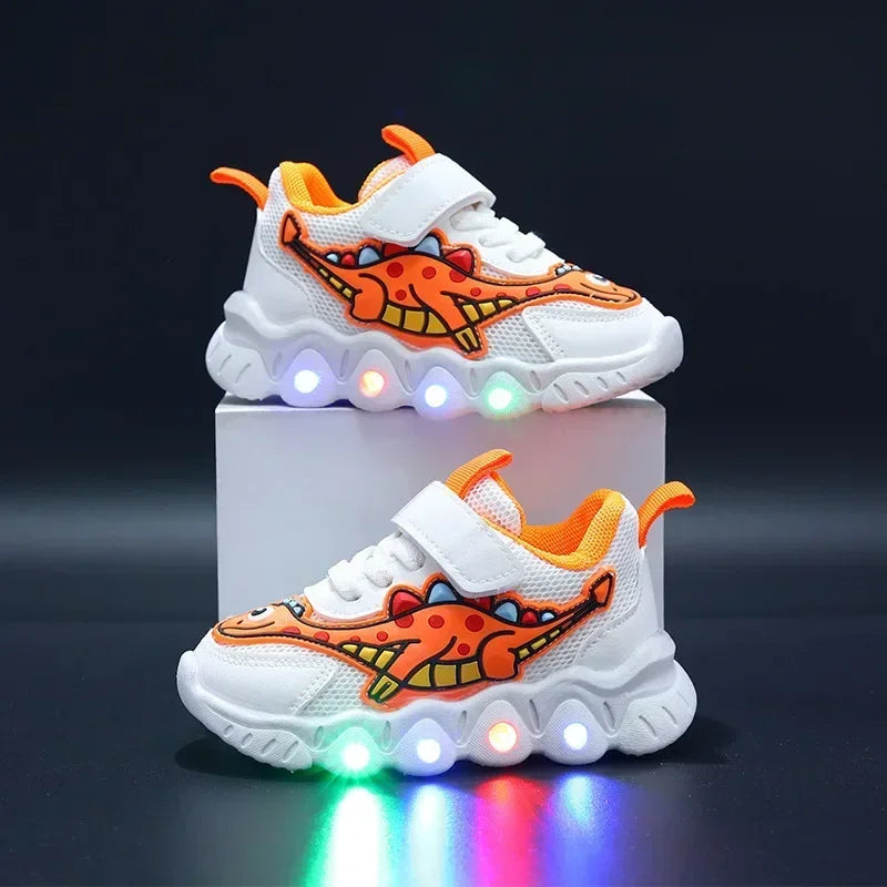 Zapatillas LED informales con bonitos dibujos para niños, zapatos para niñas, zapatos de iluminación transpirables de malla, zapato iluminado para bebés