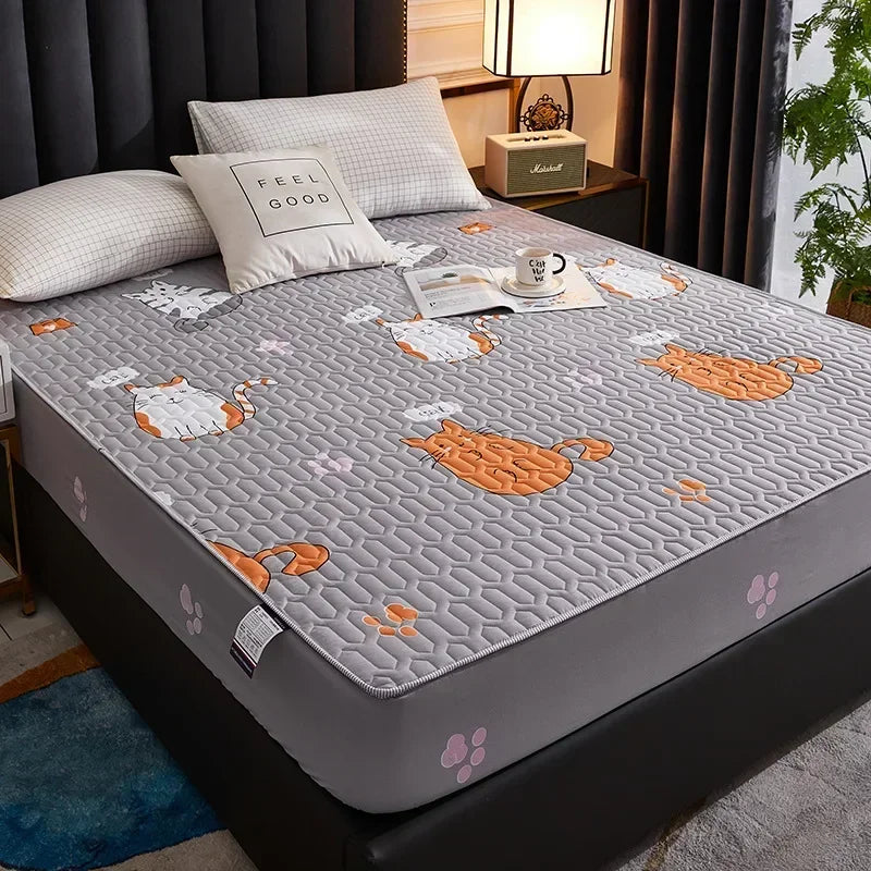 Funda de colchón impermeable, Sábana ajustable de dibujos animados para el hogar, dormitorio, Protector de almohadilla para cama, familias con niños de mascotas (sin funda de almohada)