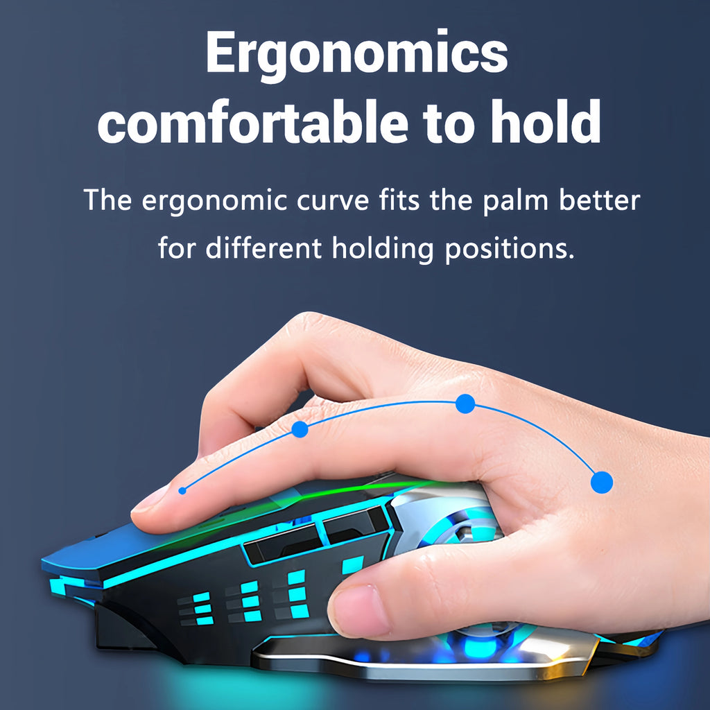 Ratón RGB de modo Dual Bluetooth 5,2, ratón inalámbrico de 2,4G para juegos, ratón silencioso recargable, ratón de 3600 DPI para ordenador portátil