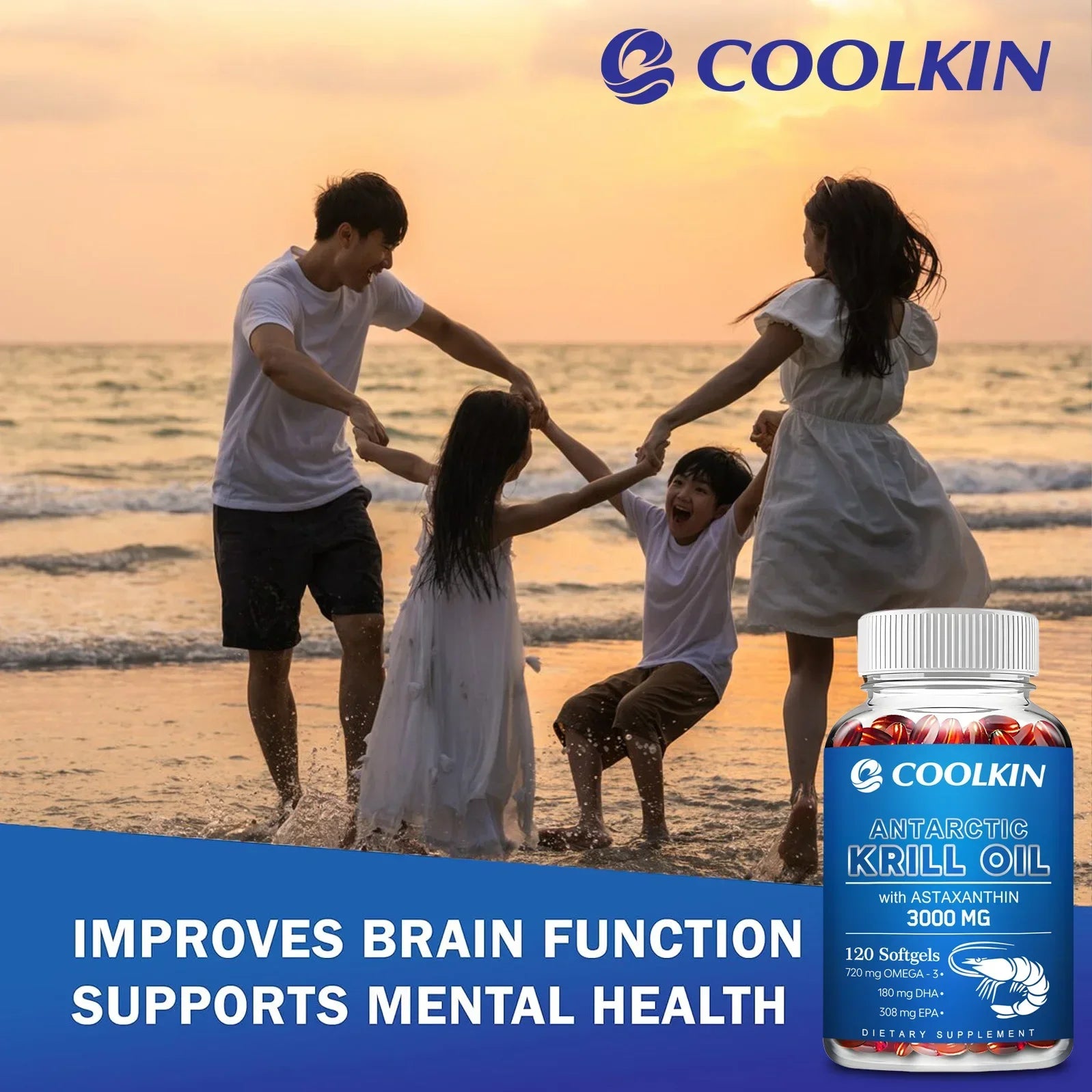Aceite de Krill Antártico 3000mg - Omega-3 EPA, DHA, Astaxantina Natural, Máxima Fuerza para la Salud del Corazón y las Articulaciones