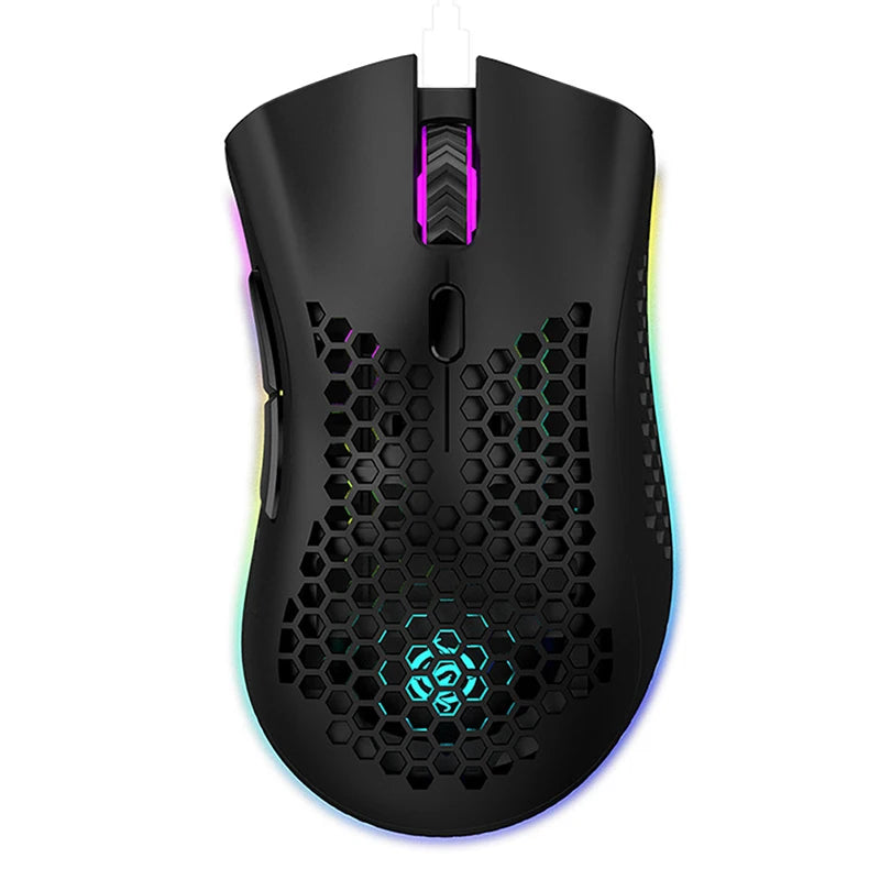 Ratón inalámbrico BM600 para juegos, periférico con luz RGB, recargable por USB, 2,4G, bonito